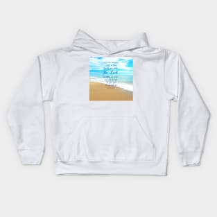 Jeremiah 29:11, Gods Plan of Peace and Hope -  Bible Verse Scripture with Beach Scene of sand waves and sky Kids Hoodie